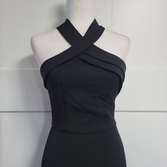 Adelyn Rae Halter asymmetrical sheath dress in black size xsmall - Picture 8 of 16